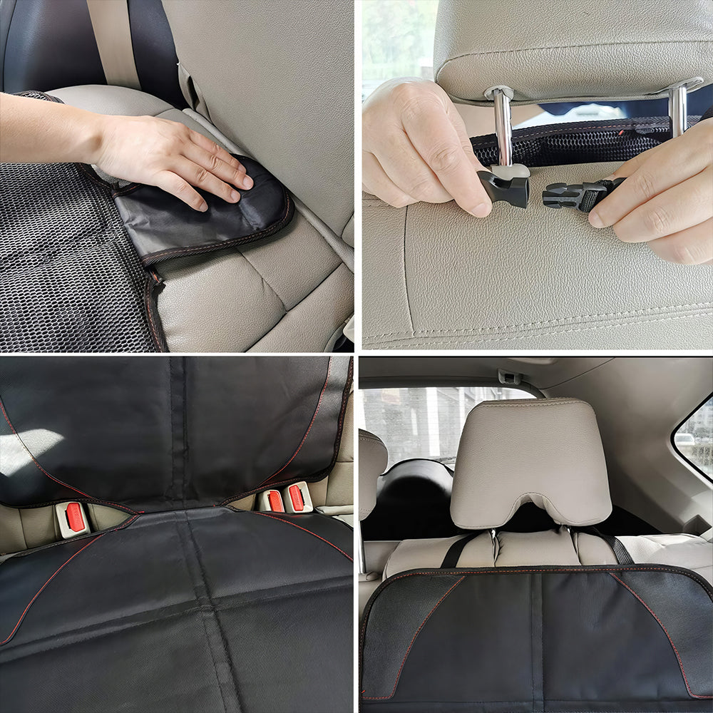 Waterproof Car Seat Protector Thick Padded Universal Cover with Mesh Pockets